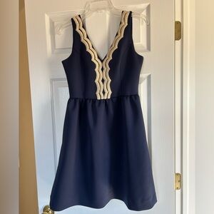 Lilly Pulitzer Navy Dress with Gold Trim